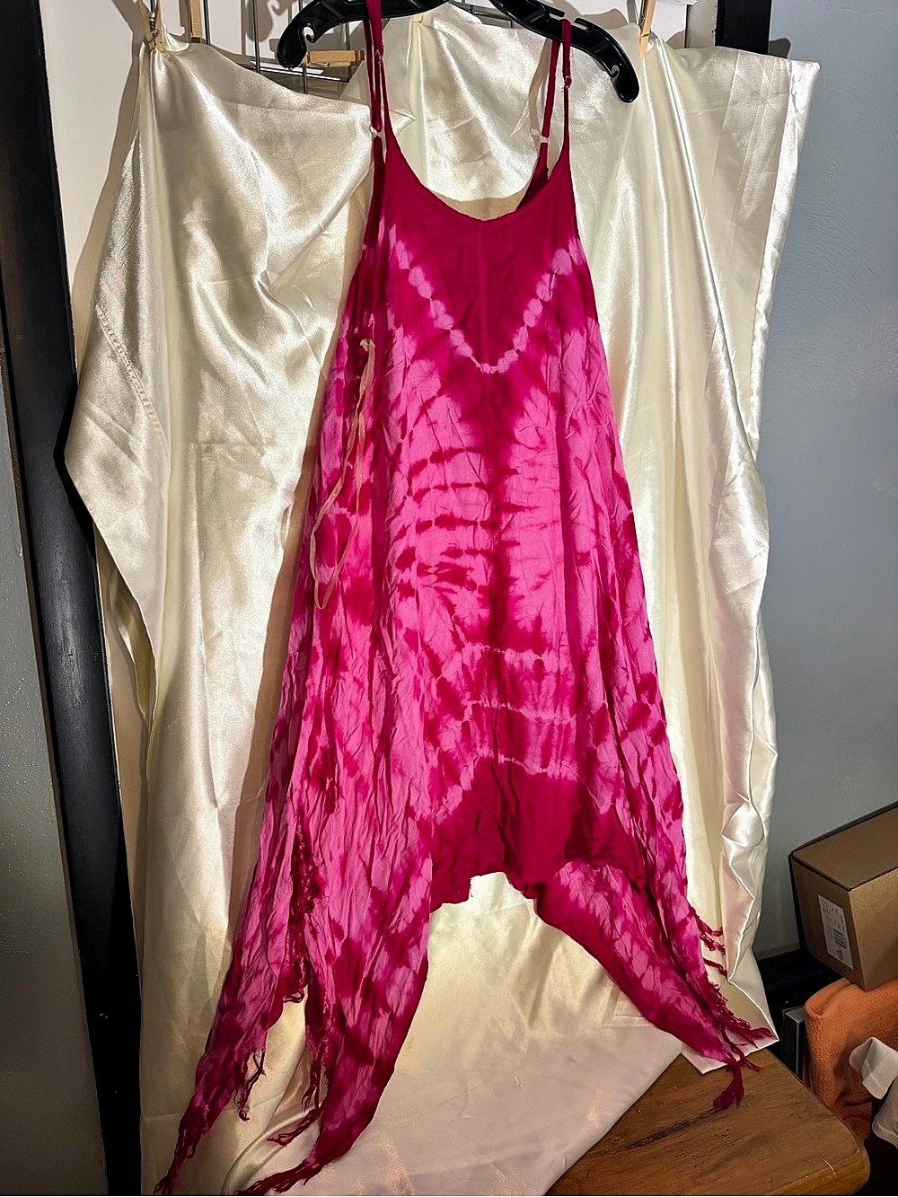 Beach Joy Tie-Dye Maxi Dress in Pink & White NWT